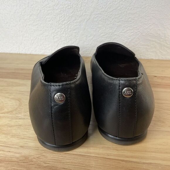 AGL Italy Women's Pointed Venetian Loafer Size 8,5 Black‎ Leather Slip On Loafer - Picture 5 of 12